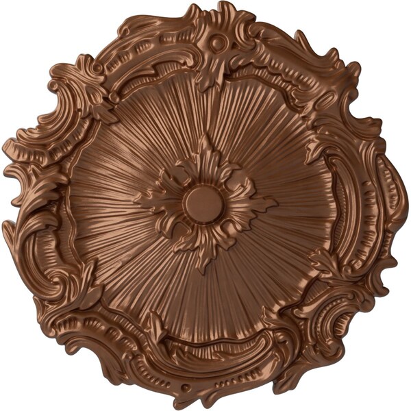 Ekena Millwork Plymouth Ceiling Medallion (Fits Canopies up to 1 5/8"), 16 3/4"OD x 1 3/8"P, Polished Copper CM16PLPOS - main